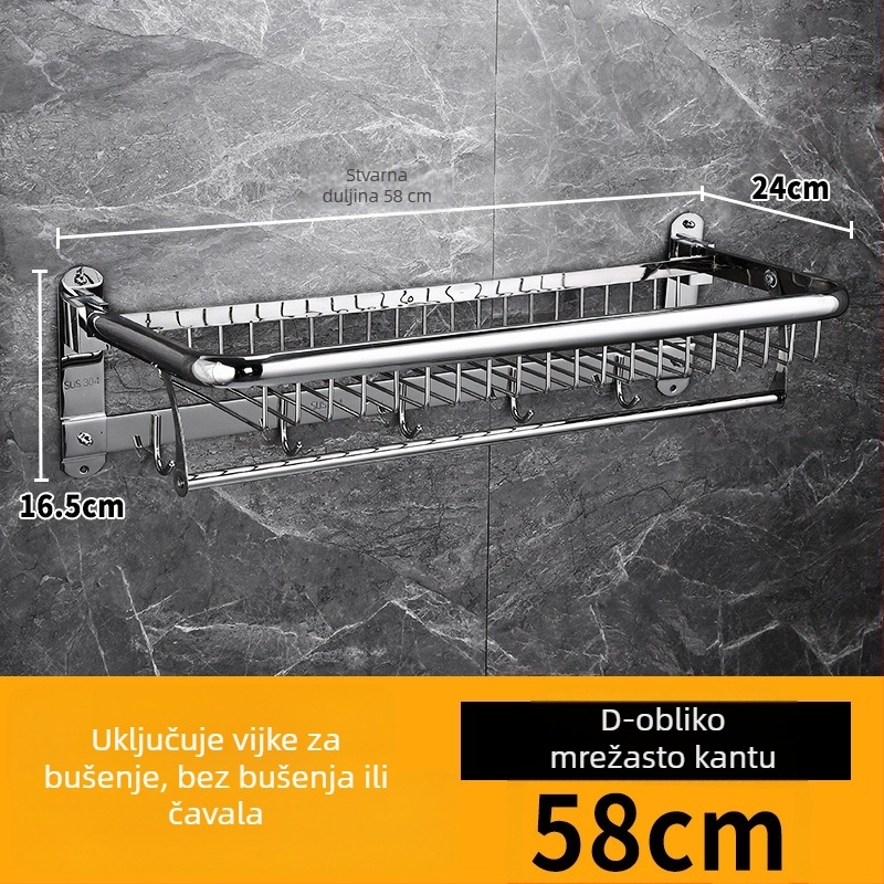 Držač za ručnike za kupaonicu – nehrđajući čelik, model YFN-111, nosivost 50 kg, 2 razine, stil Light Luxury
