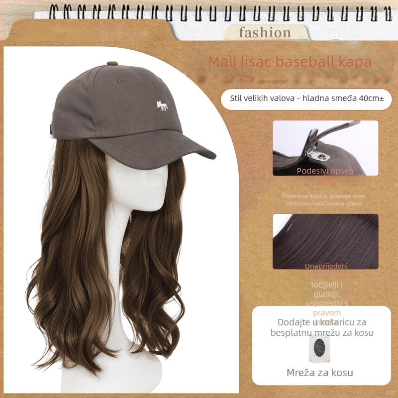 Ženska perika s integriranim kapom, duga ravna kosa — kapica-perika, duga ravna kosa, vlakna otporna na visoke temperature, nije za bojanje