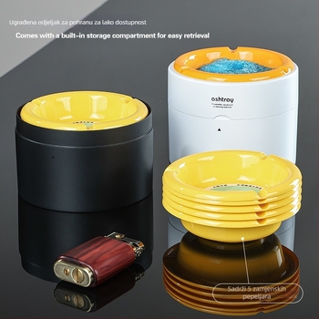 Automobilski i kućni pepeljnjak, plastični, višekratno upotrebljiv, protiv rasipanja pepela, vatrootporan, s rezervnim umetkom