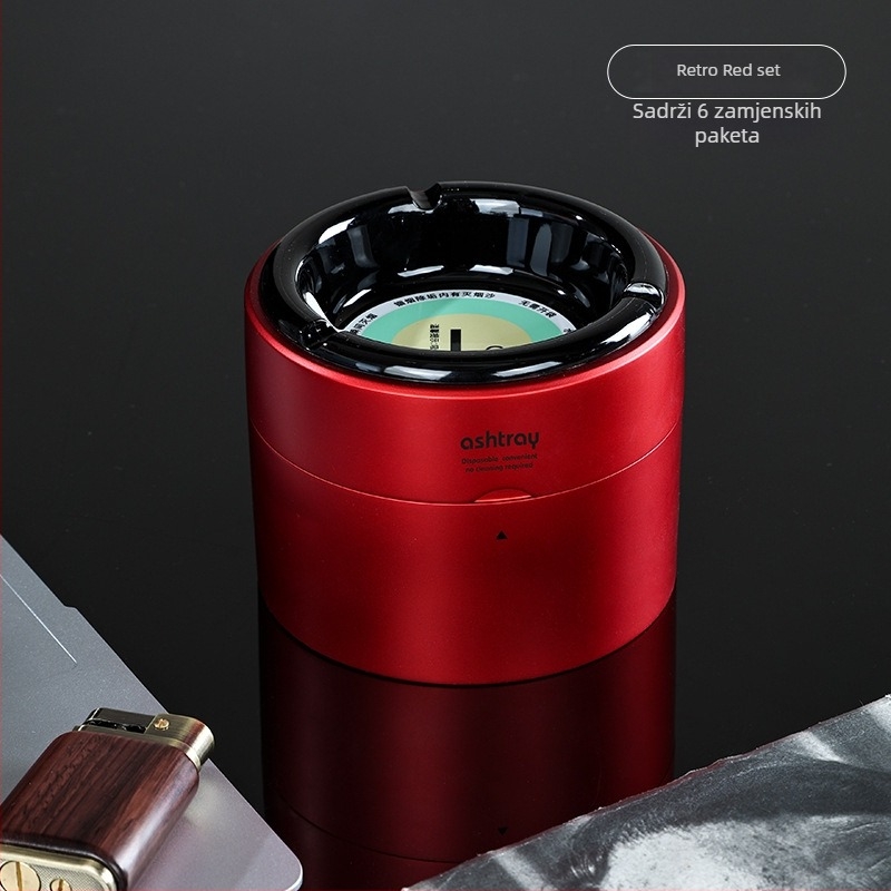 Automobilski i kućni pepeljnjak, plastični, višekratno upotrebljiv, protiv rasipanja pepela, vatrootporan, s rezervnim umetkom