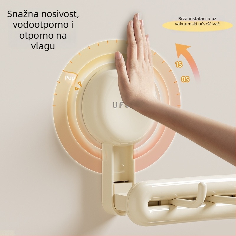 Držač za ručnike sa usisnom čašicom za kupaonicu, 1 razina, plastični, nosivost 5 kg, model DD2459
