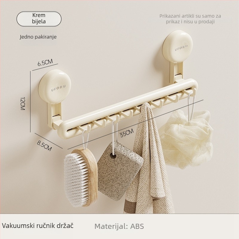 Držač za ručnike sa usisnom čašicom za kupaonicu, 1 razina, plastični, nosivost 5 kg, model DD2459