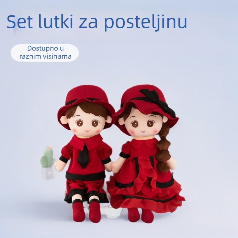 Vjenčani par plišanih lutkica – par plišanih igračaka za krevet, s PP pamukom, kratka pliš, unisex, za uzrast 15–35 godina