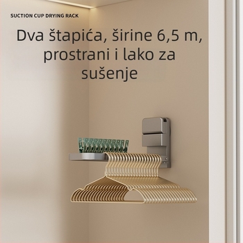 Sklopivi nosač ručnika sa usisnim čašicama, zidni bez bušenja, od željeza