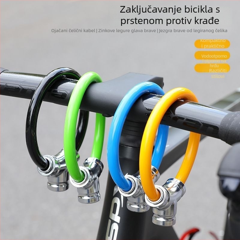 Jiajiang Key Ring Lock – Prijenosni okrugli lokot za bicikl s ojačanim čeličnim kabelom (američki stil)