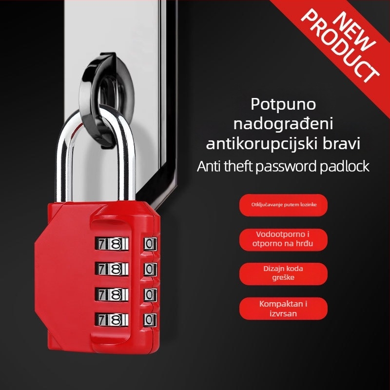 Olma visilica brava s lozinkom, srednji model – vodootporna, protiv krađe, moderni minimalistički stil; pogodna za putne kutije, ormariće, ruksake, okvir bicikla, kacige i teretanu