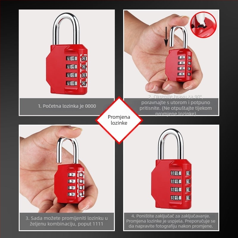 Olma visilica brava s lozinkom, srednji model – vodootporna, protiv krađe, moderni minimalistički stil; pogodna za putne kutije, ormariće, ruksake, okvir bicikla, kacige i teretanu