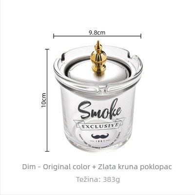 Stakleni pepelnjak s poklopcem, protiv rasipanja pepela, višenamjenski (auto/doma/ured)