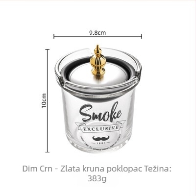 Stakleni pepelnjak s poklopcem, protiv rasipanja pepela, višenamjenski (auto/doma/ured)