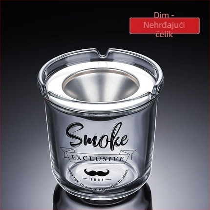 Stakleni pepelnjak s poklopcem, protiv rasipanja pepela, višenamjenski (auto/doma/ured)