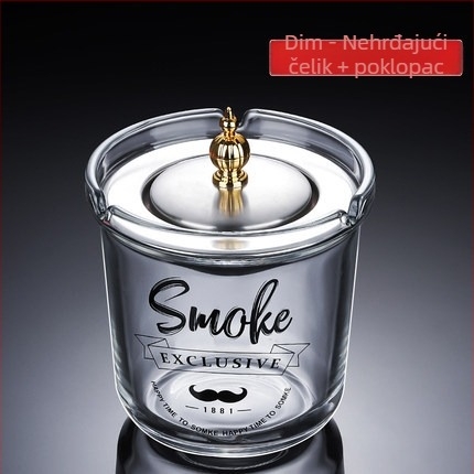 Stakleni pepelnjak s poklopcem, protiv rasipanja pepela, višenamjenski (auto/doma/ured)