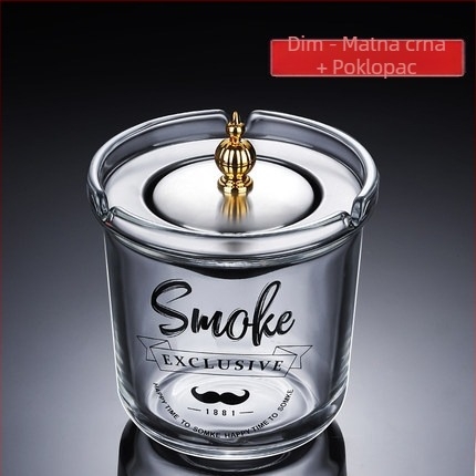 Stakleni pepelnjak s poklopcem, protiv rasipanja pepela, višenamjenski (auto/doma/ured)