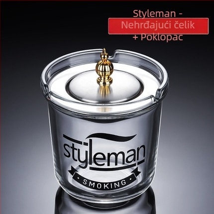 Stakleni pepelnjak s poklopcem, protiv rasipanja pepela, višenamjenski (auto/doma/ured)