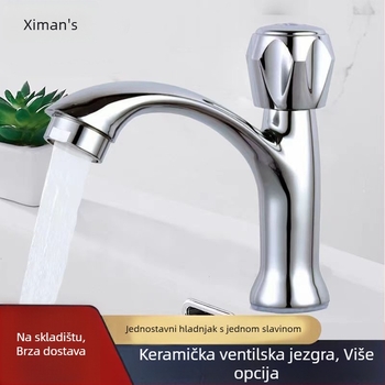 Seamans miješalica za umivaonik od cinka, visok izliv, jednoslojni hladan vod, keramički ventil, model XMS-3118