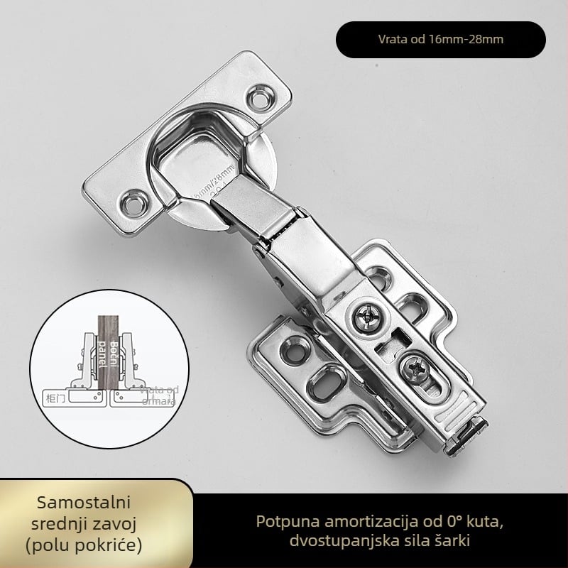 Panta za ormariće i garderobe s debelom pločom od nehrđajućeg čelika, s tlumenjem i hidraulskom oprugom (Model HB-thick plate hinge; Materijal: 304 nehrđajući čelik; Površina: polirana; Brand: TIANJULE)