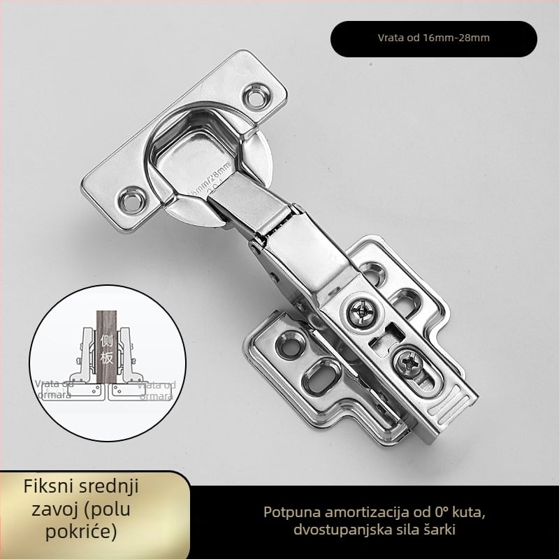 Panta za ormariće i garderobe s debelom pločom od nehrđajućeg čelika, s tlumenjem i hidraulskom oprugom (Model HB-thick plate hinge; Materijal: 304 nehrđajući čelik; Površina: polirana; Brand: TIANJULE)