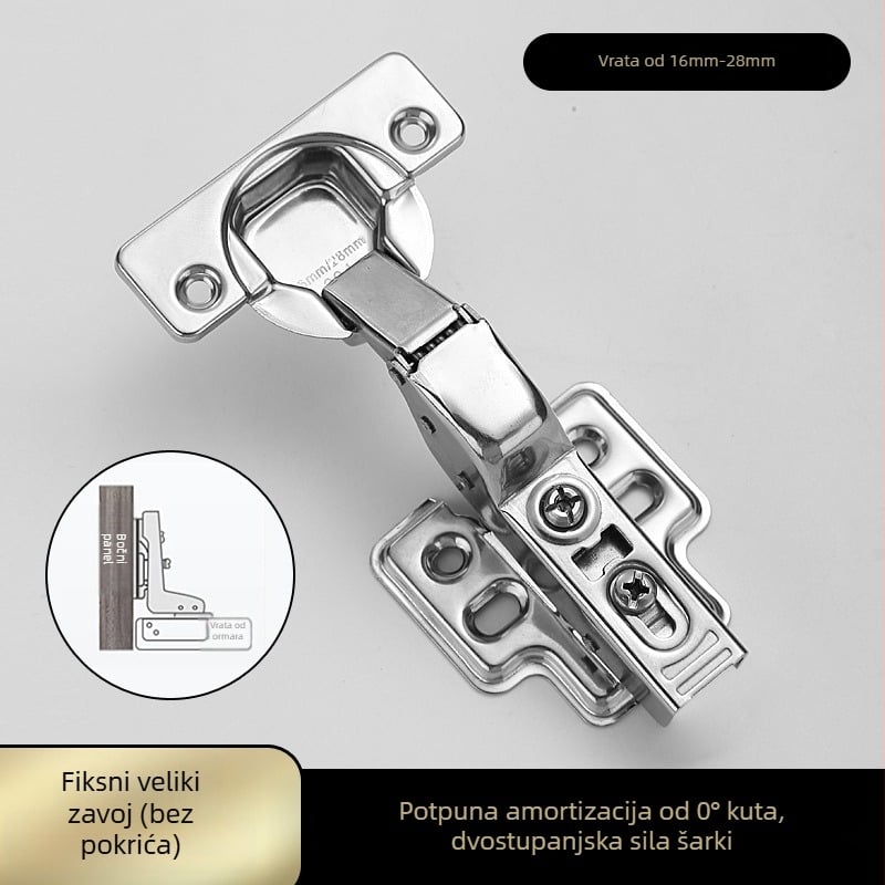 Panta za ormariće i garderobe s debelom pločom od nehrđajućeg čelika, s tlumenjem i hidraulskom oprugom (Model HB-thick plate hinge; Materijal: 304 nehrđajući čelik; Površina: polirana; Brand: TIANJULE)