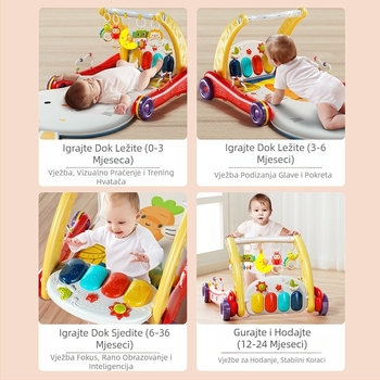 Dječja pedalna klavirska hodalica – dvostruko korištenje glazbena edukativna igračka za 0–3 godine, plastična