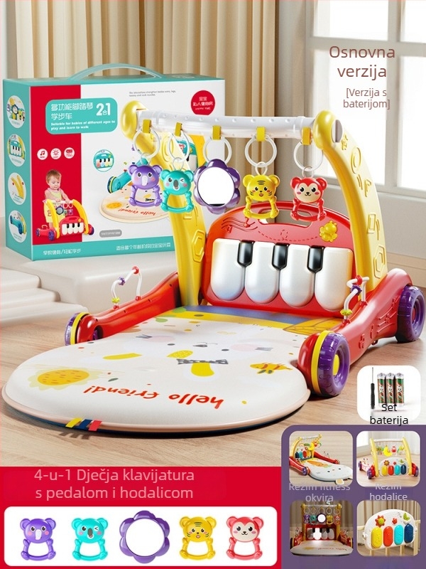 Dječja pedalna klavirska hodalica – dvostruko korištenje glazbena edukativna igračka za 0–3 godine, plastična