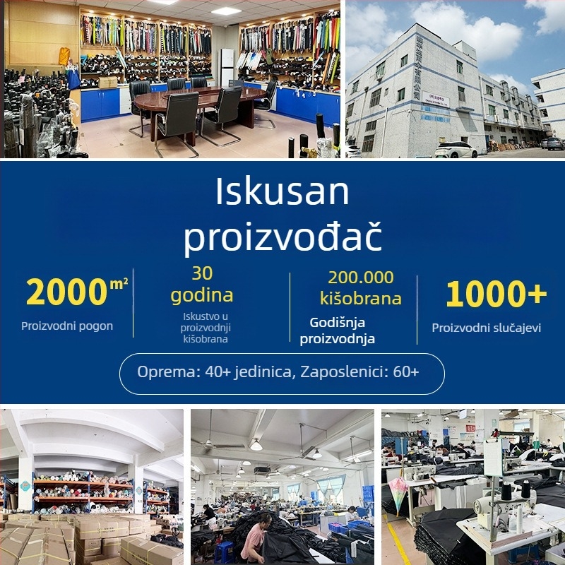 Sklopivi kišobran za sunce i kišu sa satenskim pokrovom, okvir od legure s 8 krakova, aluminijski šaft, ručno otvaranje i zatvaranje, mogućnost tiska logotipa