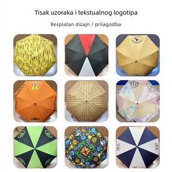 Automatski poslovni kišobran s 8 rebara, zakrivljenom drškom, željeznim rebrima, trodijelni sklop, za sunce i kišu