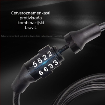 Brava s lozinkom za planinski bicikl s čeličnim kabelom — protiv krađe, univerzalna kompatibilnost, model 1