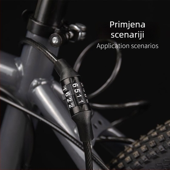 Brava s lozinkom za planinski bicikl s čeličnim kabelom — protiv krađe, univerzalna kompatibilnost, model 1