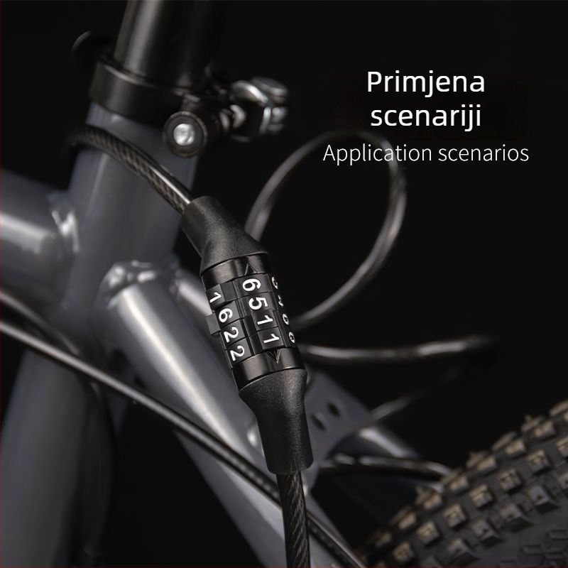 Brava s lozinkom za planinski bicikl s čeličnim kabelom — protiv krađe, univerzalna kompatibilnost, model 1