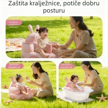 Napuhana stolica za učenje za djecu - ekološki PVC, prijenosna stolica za trening, model Pink Bunny