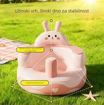 Napuhana stolica za učenje za djecu - ekološki PVC, prijenosna stolica za trening, model Pink Bunny