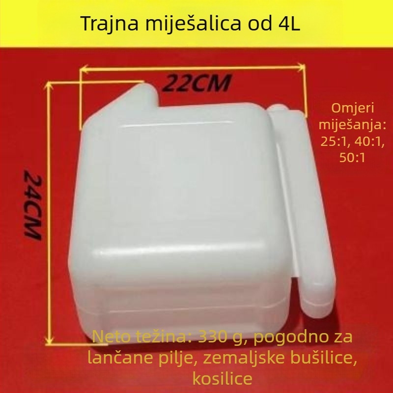 Spremnik za miješanje ulja za dvotaktne motore — velik kapacitet, pogodan za motorne pile, kosilice i kosiće živice