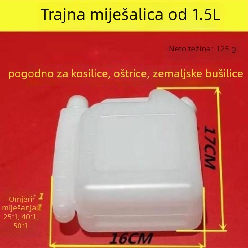 Spremnik za miješanje ulja za dvotaktne motore — velik kapacitet, pogodan za motorne pile, kosilice i kosiće živice