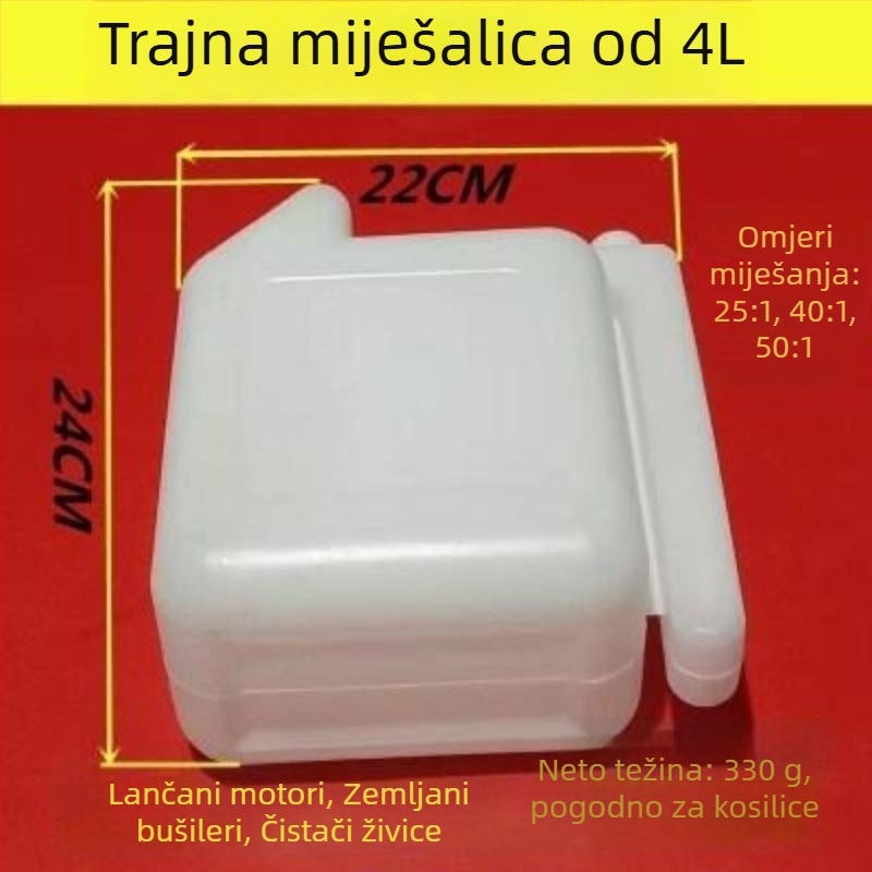 Spremnik za miješanje ulja za dvotaktne motore — velik kapacitet, pogodan za motorne pile, kosilice i kosiće živice
