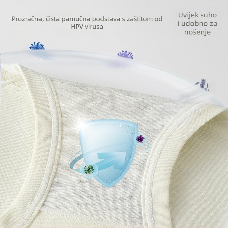 Ženske gaćice visokog pojasa, 100% pamuk, prozračné, antibakterijske, prošireni predeo prepona, zaštita od curenja