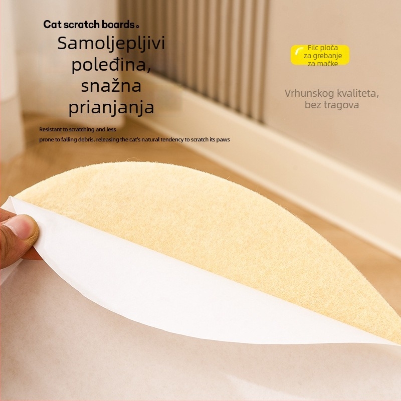Mačja zidna naljepnica za grebanje – samoljepljiva, otporna na habanje, ne otpušta vlakna, materijal: filc, sladak stil