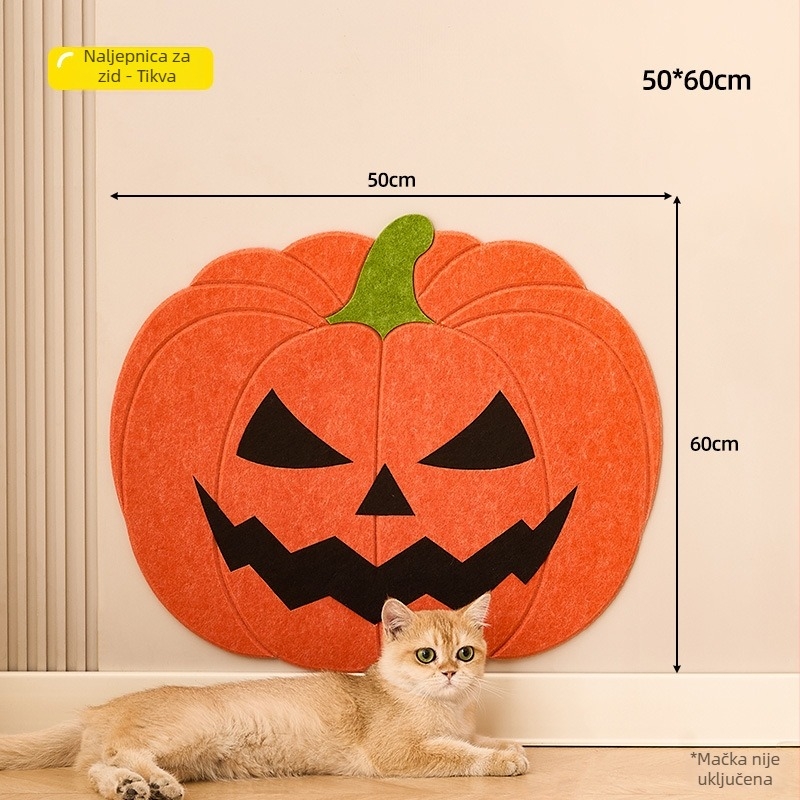 Mačja zidna naljepnica za grebanje – samoljepljiva, otporna na habanje, ne otpušta vlakna, materijal: filc, sladak stil