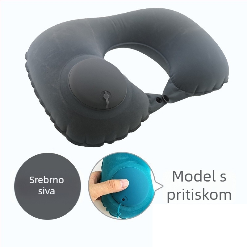 U-oblika napuhljiva jastučnica za vrat – univerzalna, Qianchuan A3257, zrakom napunjena, flokirana tkanina