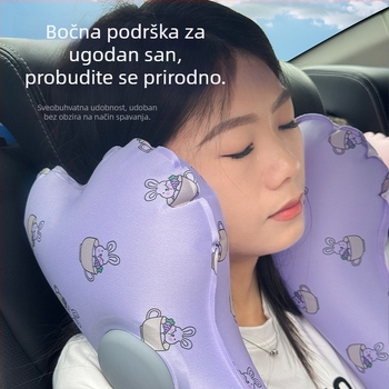 Dječja auto jastučnica za spavanje - prijenosna napuhljiva potpora glave, TPU materijal, pogodna za sve sezone, sladak stil, univerzalna kompatibilnost