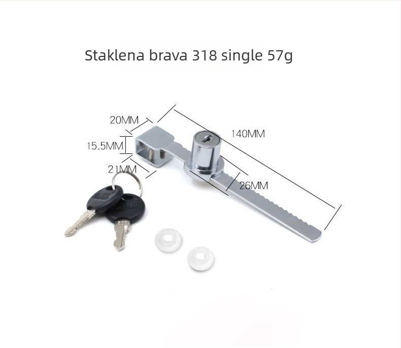 Brava za klizna vrata i prozore - model 328/318; cinkova legura; Gao Yi Hardware; pogodna za klizna vrata, prozore, vitrine i radne stolove.
