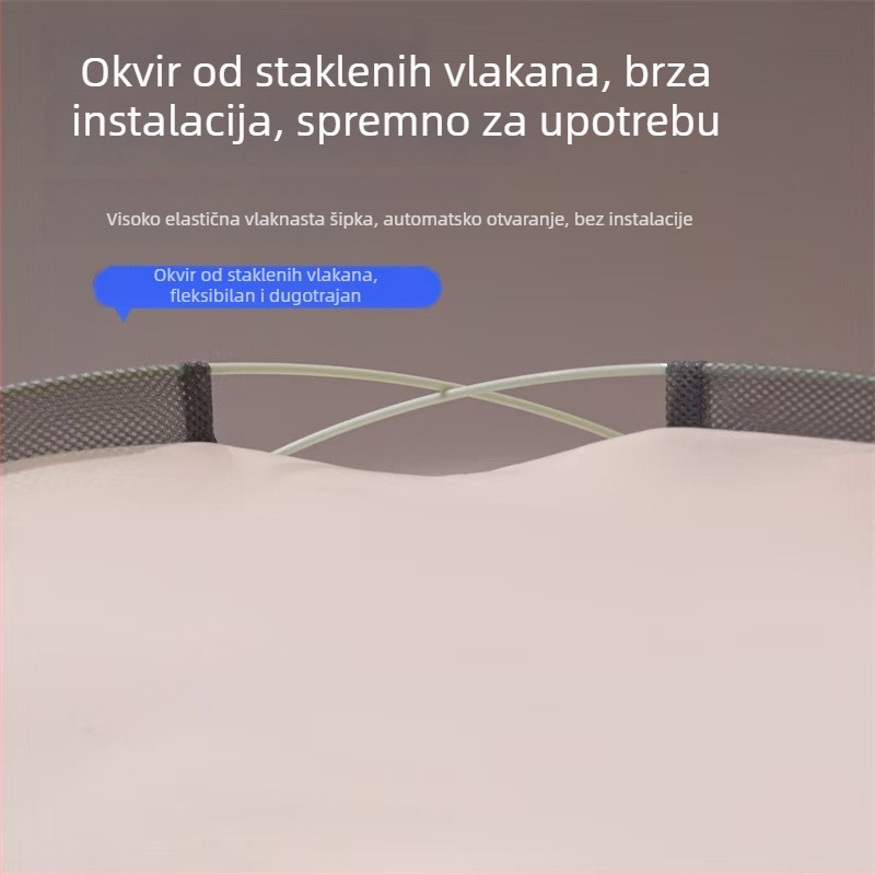 Mreža protiv komaraca za krevet, stil mongolske jurte, bez montaže, sklopiva, dvostruka vrata, fiberglas