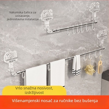 Teleskopski držač s vakuumskim čepom za kupaonicu i kuhinju, bez bušenja, materijali: plastika, nehrđajući čelik, ABS