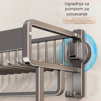Držač za ručnike bez bušenja za kupaonicu, usisna čašica, aluminijska legura, mrežasti koš