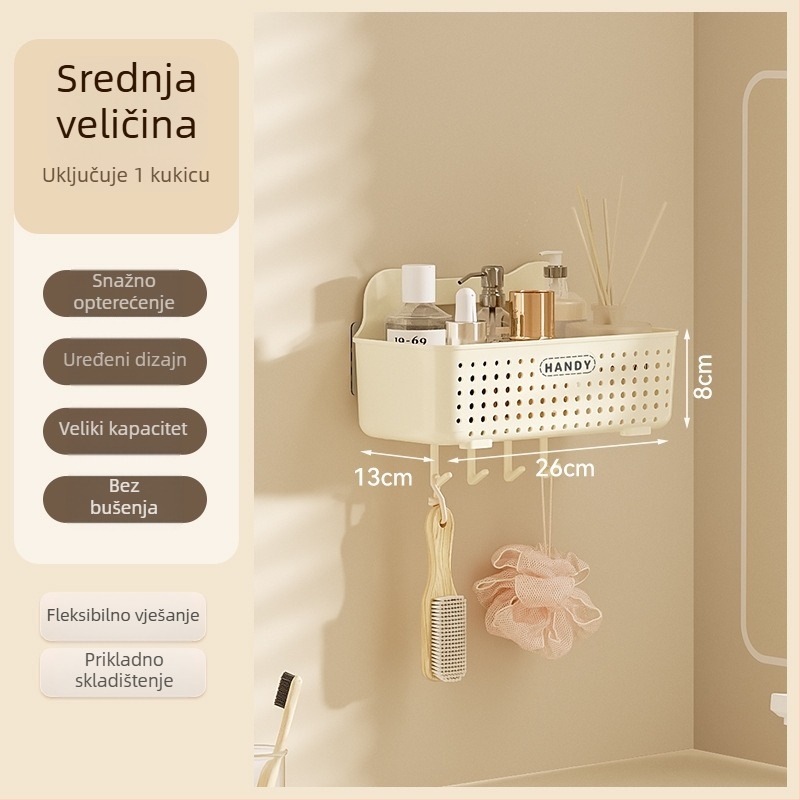 Zidna polica za kupaonicu, plastična, premaz sprejem, 1 polica, nosivost do 1 kg