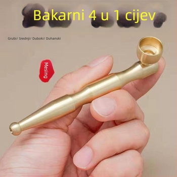 Latunova cijev 4-u-1 – prenosna ravna cijev s filtrom za cigarete i suhi duhan