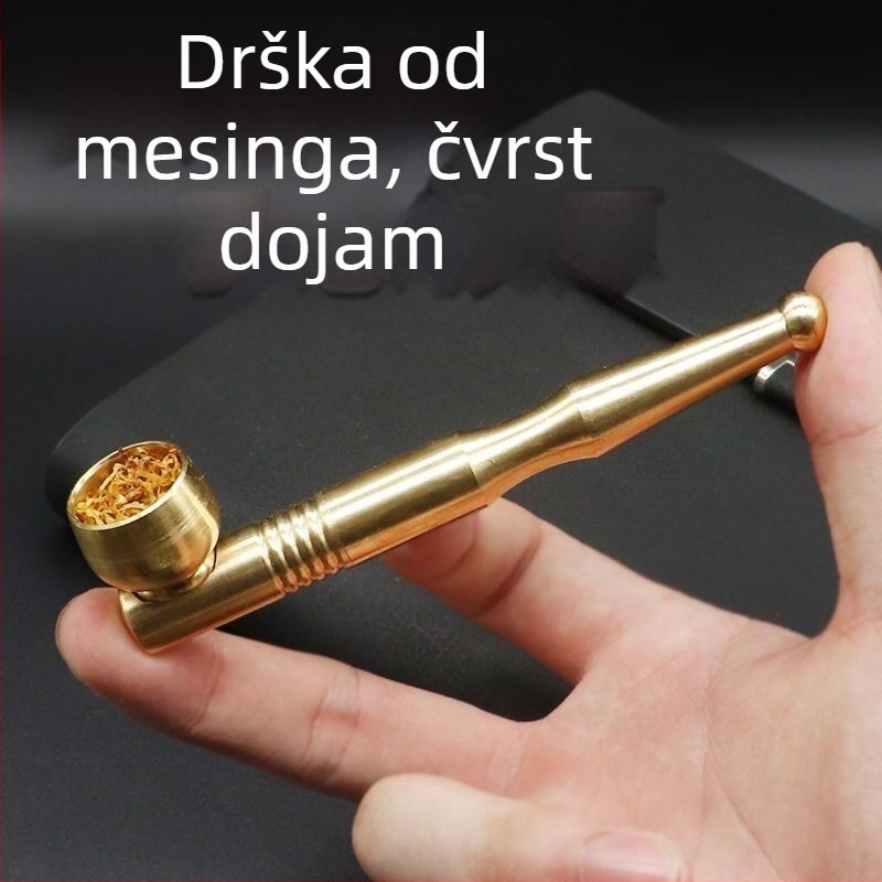 Latunova cijev 4-u-1 – prenosna ravna cijev s filtrom za cigarete i suhi duhan