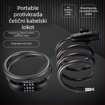 Sklopivi sigurnosni katanac za bicikl s čeličnim sajlom, model JTS, marka OPEL, za cestovne bicikle, 270 g