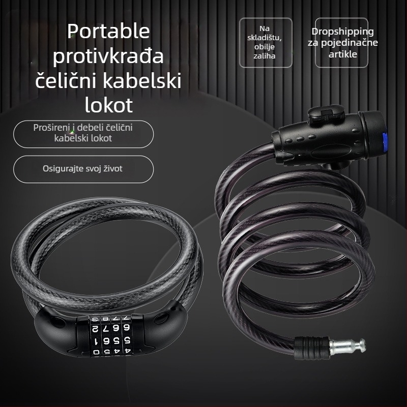 Sklopivi sigurnosni katanac za bicikl s čeličnim sajlom, model JTS, marka OPEL, za cestovne bicikle, 270 g