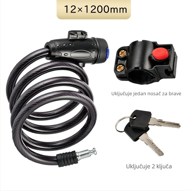 Sklopivi sigurnosni katanac za bicikl s čeličnim sajlom, model JTS, marka OPEL, za cestovne bicikle, 270 g