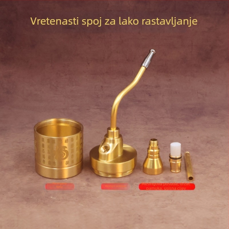 Bakreni lonac za vodeno pušenje, vodeni filtar, motiv Sto blagoslova, četiri u jednom, moderni minimalistički stil