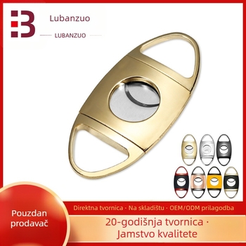 Luban škare za cigare, cinkova legura i nehrđajući čelik, dvostruko oštre, mini metalne škare